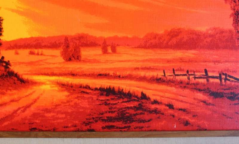 Landscape In Red, by Muhlberger, Framed Picture