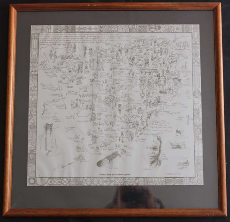 Ethnic Map of Southern Africa, by Charlotte F K, Floating Glass Frame.