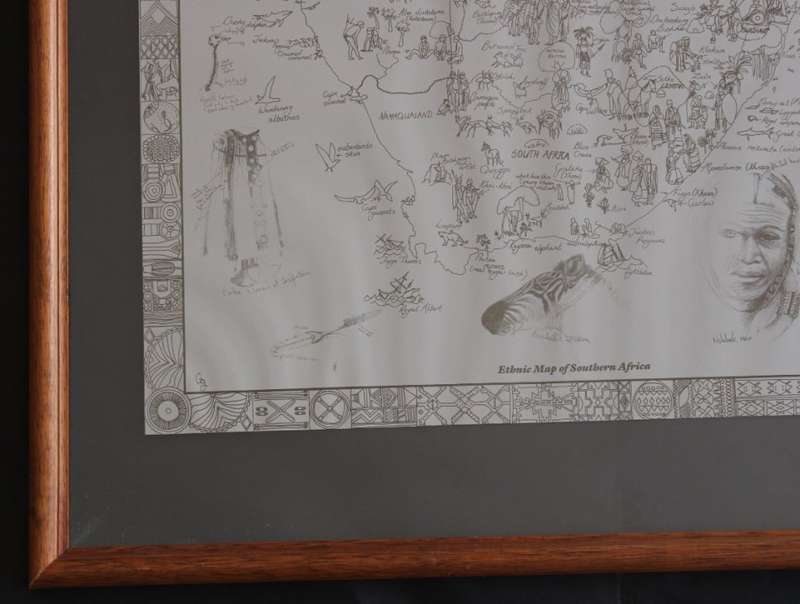 Ethnic Map of Southern Africa, by Charlotte F K, Floating Glass Frame.
