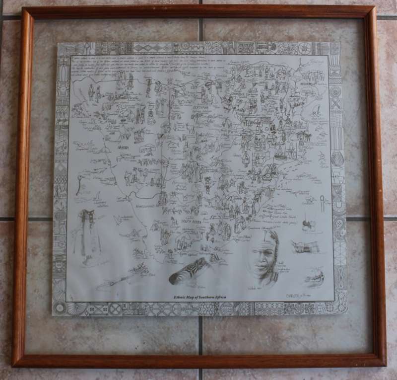 Ethnic Map of Southern Africa, by Charlotte F K, Floating Glass Frame.