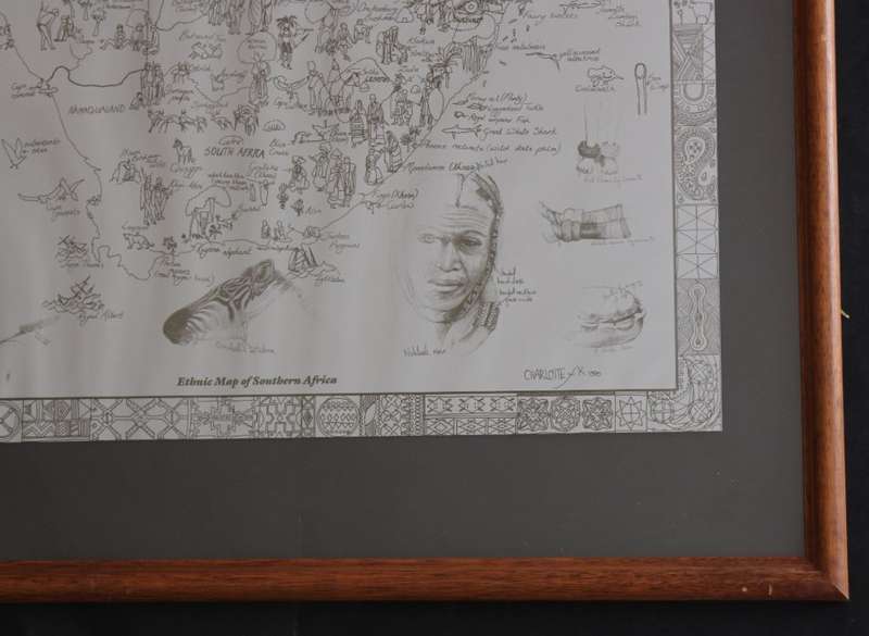 Ethnic Map of Southern Africa, by Charlotte F K, Floating Glass Frame.
