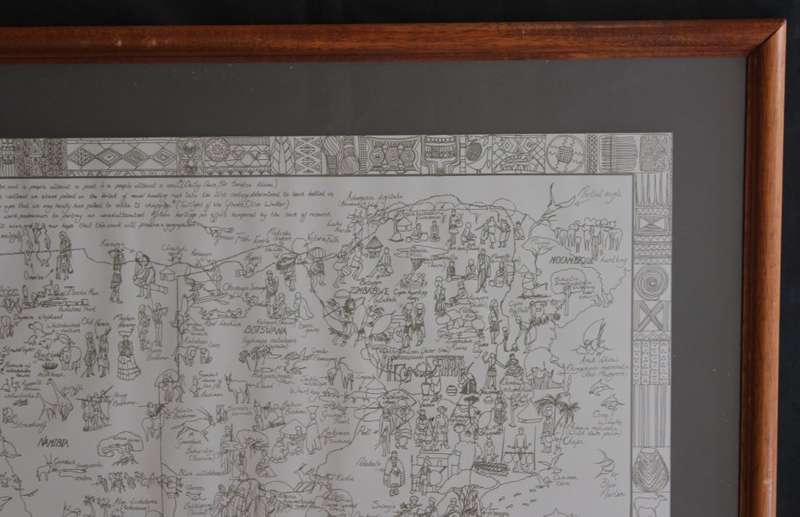 Ethnic Map of Southern Africa, by Charlotte F K, Floating Glass Frame.