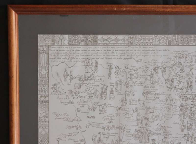 Ethnic Map of Southern Africa, by Charlotte F K, Floating Glass Frame.