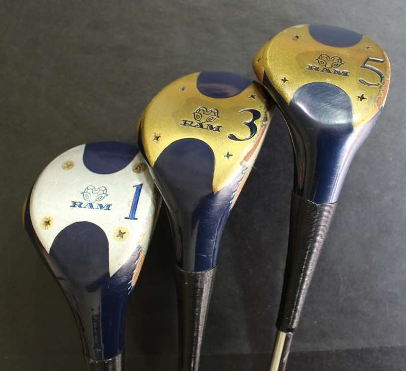 Set of 3 Vintage Ram Ladies Woods, Golden Girl 1, 3 and 5 Wood Golf Club