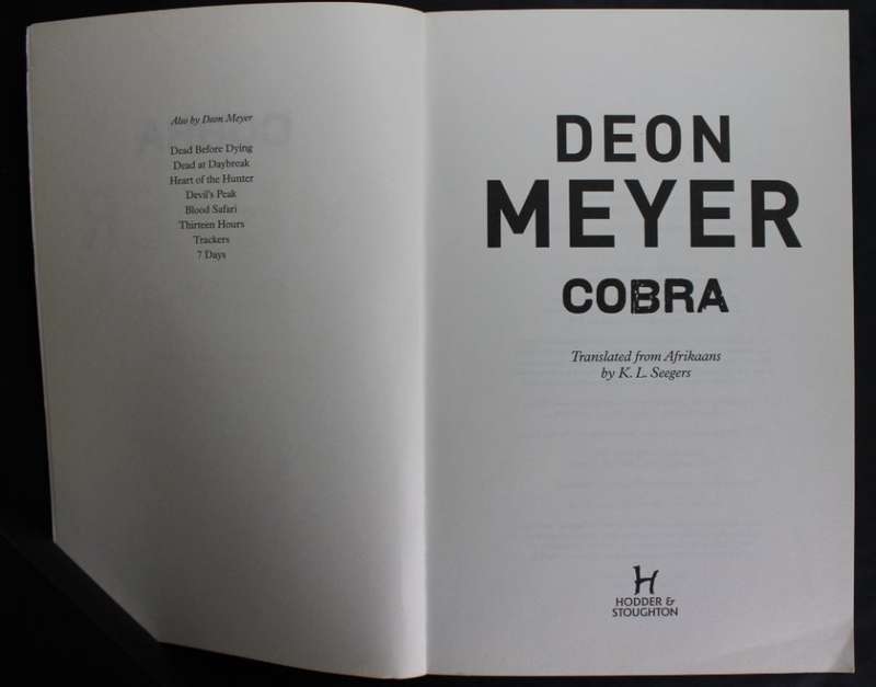 Cobra by Deon Meyer, Softcover Book