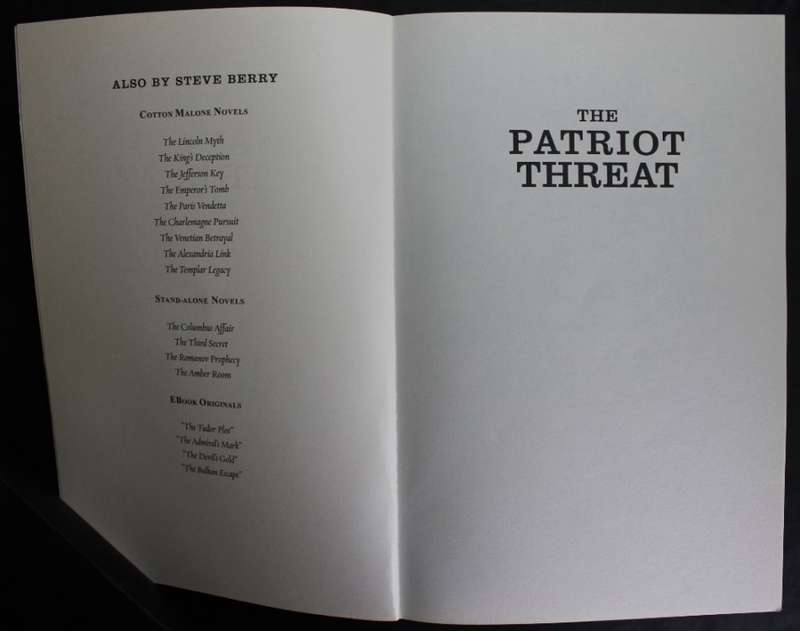 The Patriot Threat by Steve Berry, Softcover Book