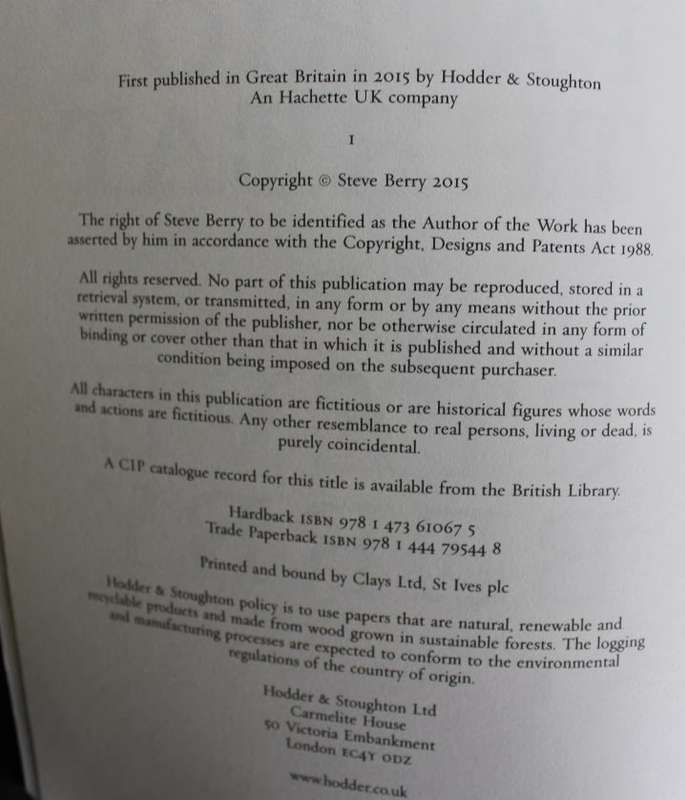 The Patriot Threat by Steve Berry, Softcover Book