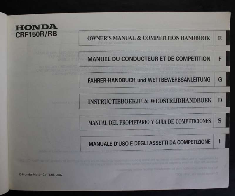 Honda CFR150R/RB Scrambler Owners Manual & Competition Handbook, Softcover Book