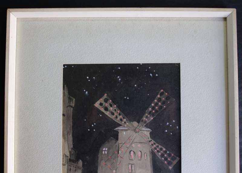 Promendir with Windmill Painting by M Carville-Prichard, Original