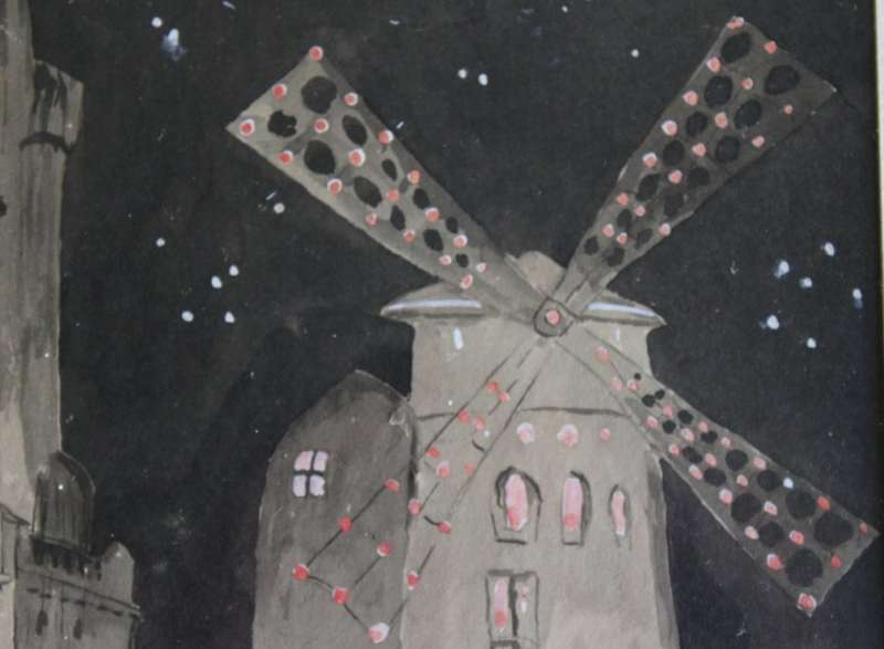 Promendir with Windmill Painting by M Carville-Prichard, Original