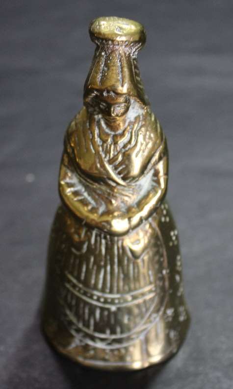Vintage Solid Brass Hand Bell Figurine of Lady