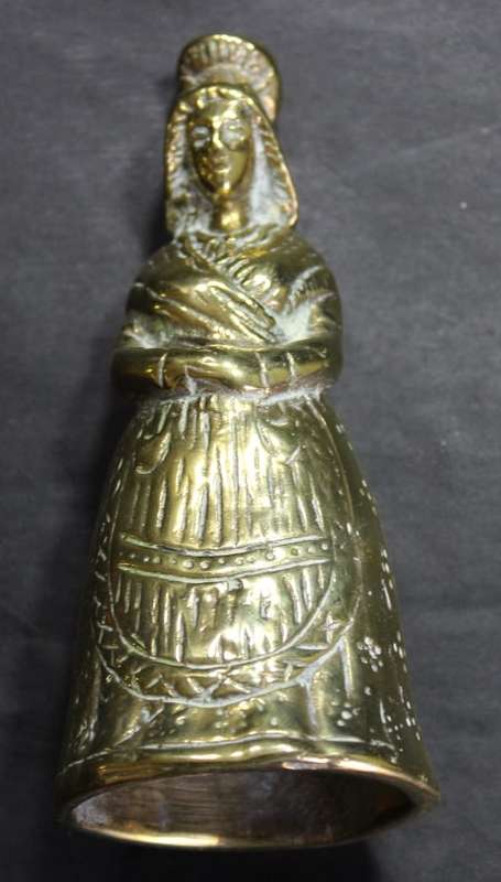 Vintage Solid Brass Hand Bell Figurine of Lady
