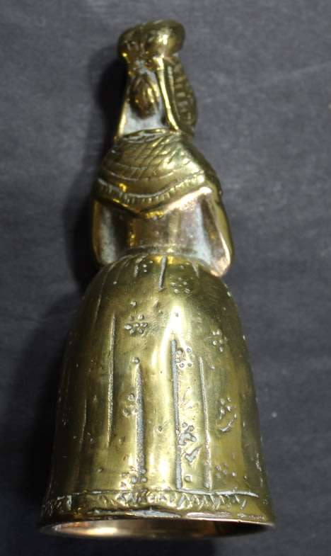 Vintage Solid Brass Hand Bell Figurine of Lady