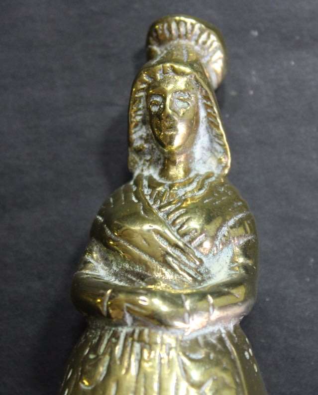Vintage Solid Brass Hand Bell Figurine of Lady