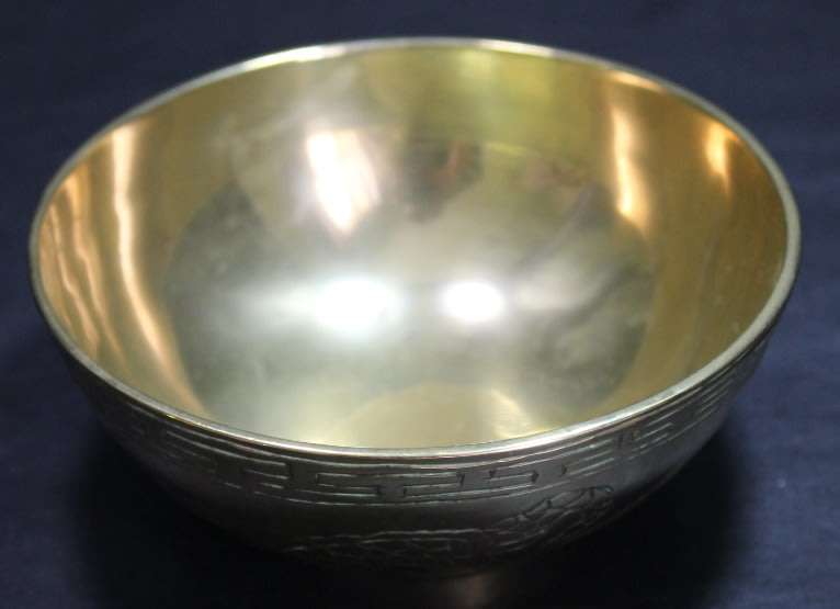 Solid Brass Small Bowl Chinese Dragon Engraving