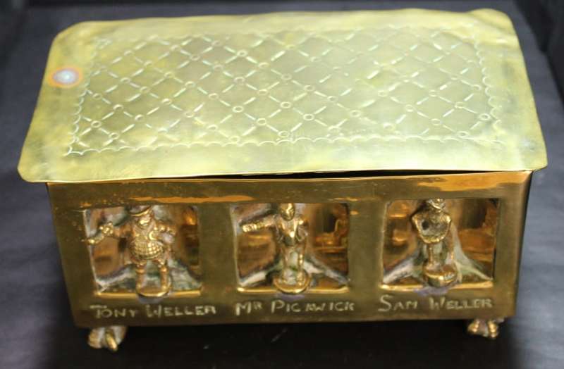 Vintage Brass Lidded Box with Dickens Characters