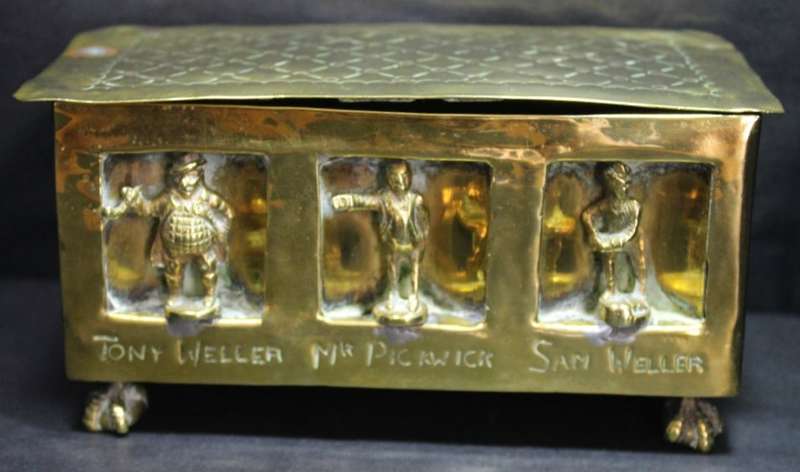 Vintage Brass Lidded Box with Dickens Characters