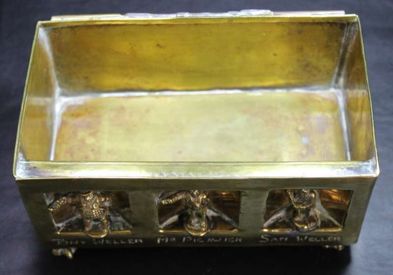Vintage Brass Lidded Box with Dickens Characters