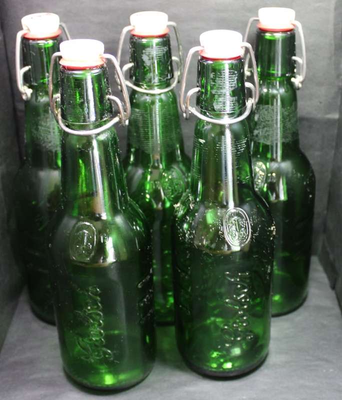 Set of 5 x Glass Grolsch Bottles with Swing Top Seals