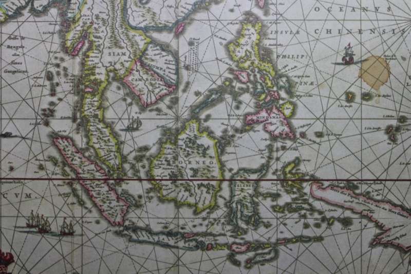 India Quae Orientalis Dicitur Map by W Blaeu 1638 - Framed Reproduction Print