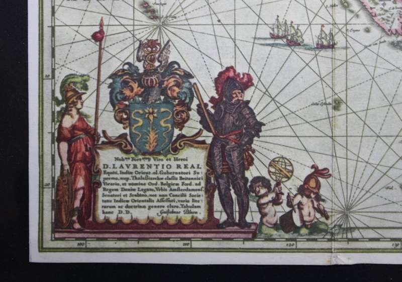 India Quae Orientalis Dicitur Map by W Blaeu 1638 - Framed Reproduction Print