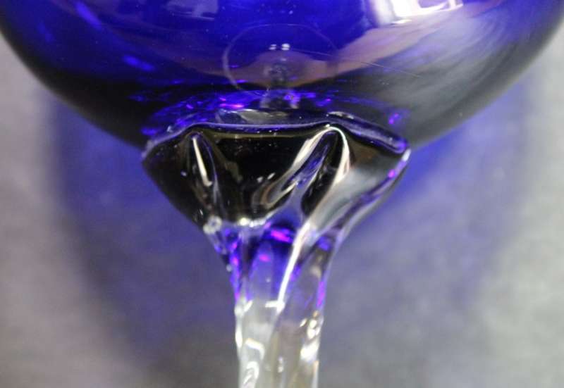 Tall Blue Goblet with Decorative Stem.
