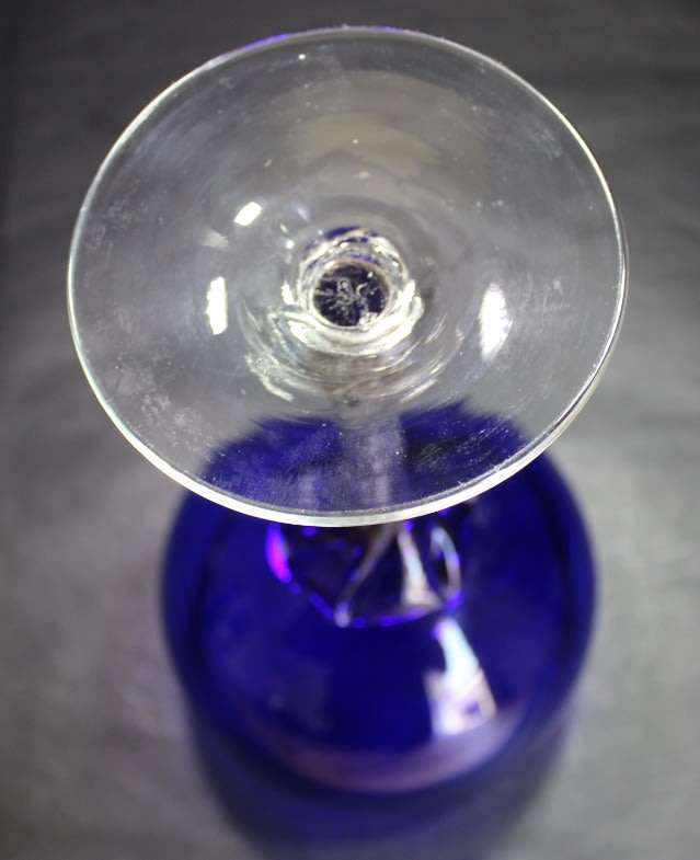 Tall Blue Goblet with Decorative Stem.