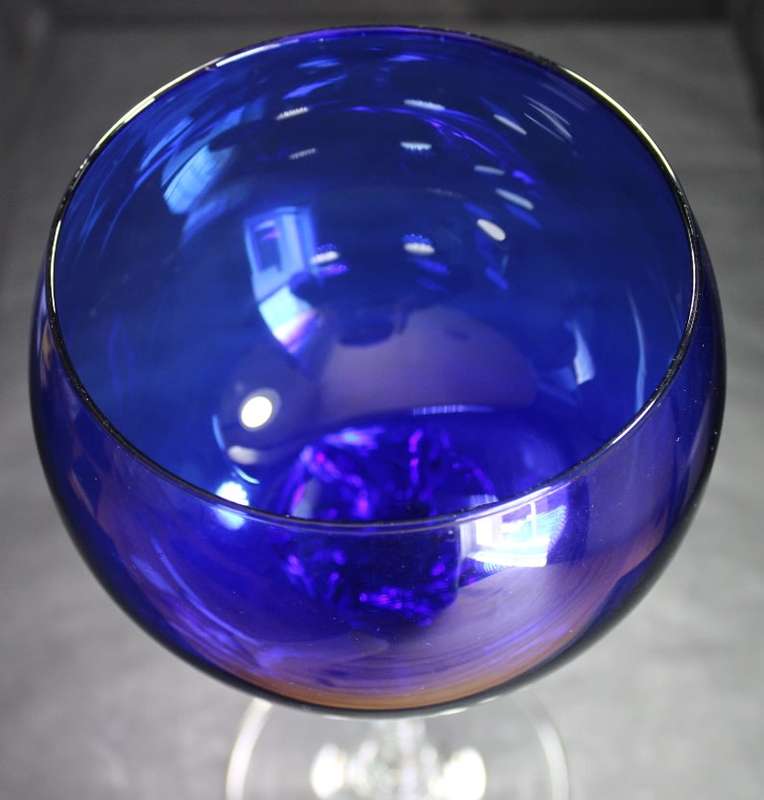 Tall Blue Goblet with Decorative Stem.
