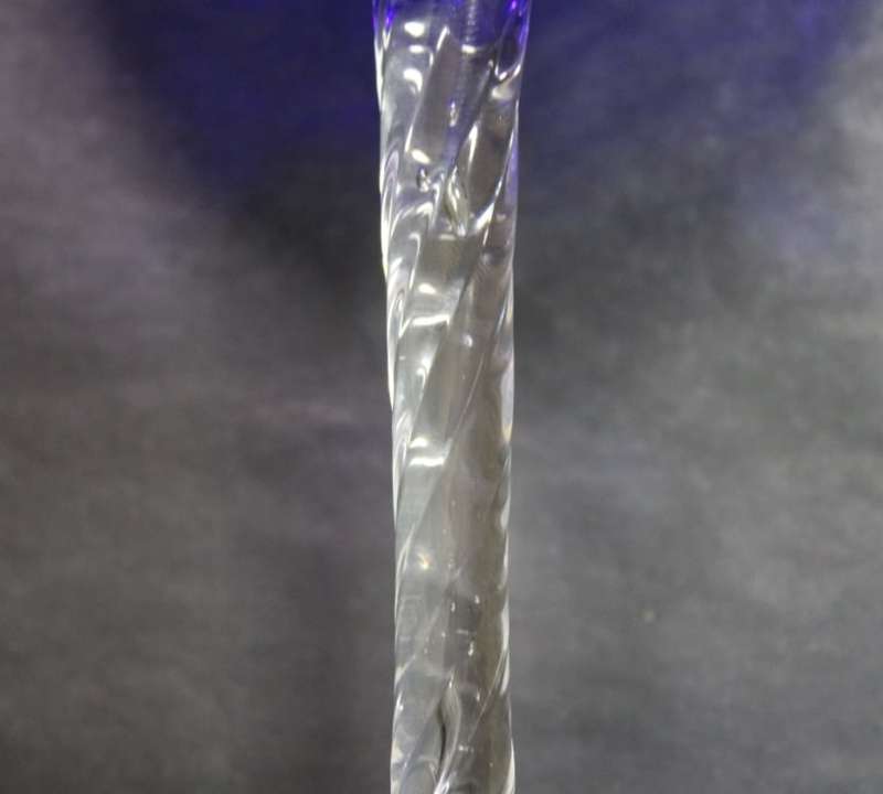 Tall Blue Goblet with Decorative Stem.