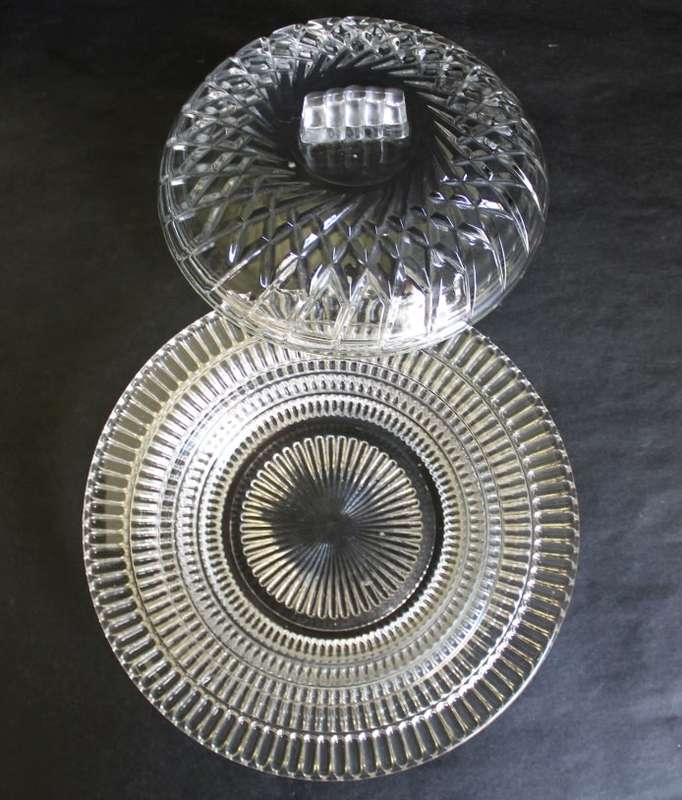 Classic Style Cut Glass Butter Dish with Lid