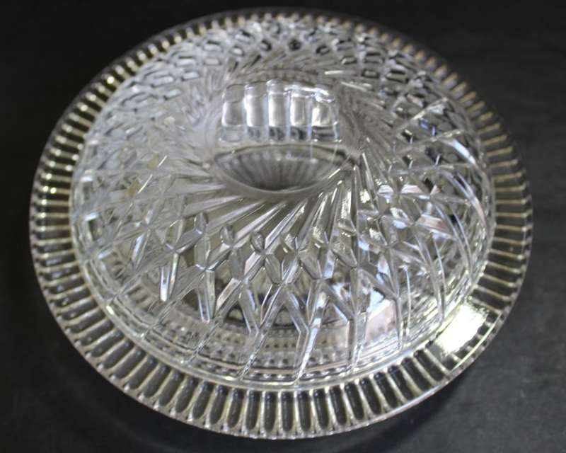 Classic Style Cut Glass Butter Dish with Lid