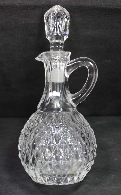 Classic Style Cut Glass Vinegar Flask with stopper.