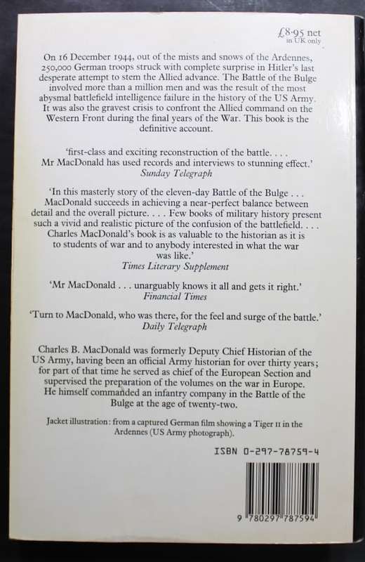 The Battle of the Bulge by Charles B MacDonald Softcover Book