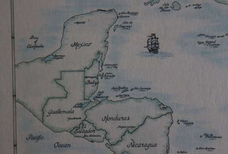 The Caribbean and West Indies Map by Kay Immel 1989 Framed