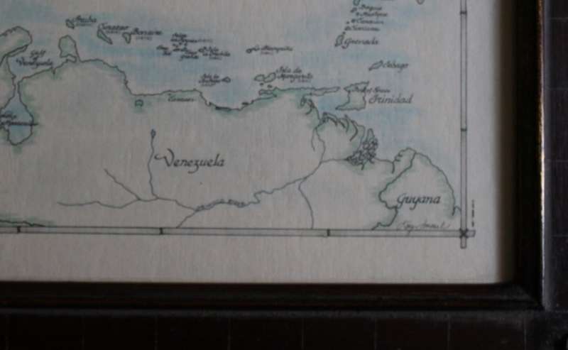 The Caribbean and West Indies Map by Kay Immel 1989 Framed
