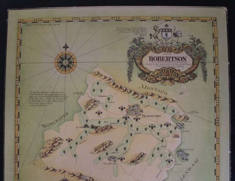 Cape Wine Lands Wine Farm Map - Robertson By Janice Ashby 1973 Blockmounted