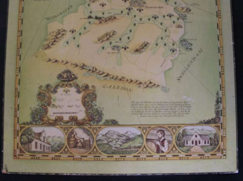 Cape Wine Lands Wine Farm Map - Robertson By Janice Ashby 1973 Blockmounted