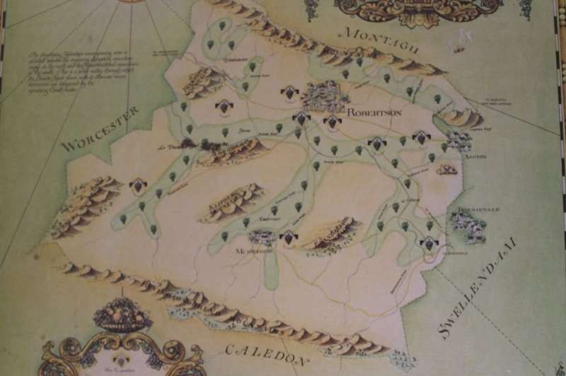 Cape Wine Lands Wine Farm Map - Robertson By Janice Ashby 1973 Blockmounted