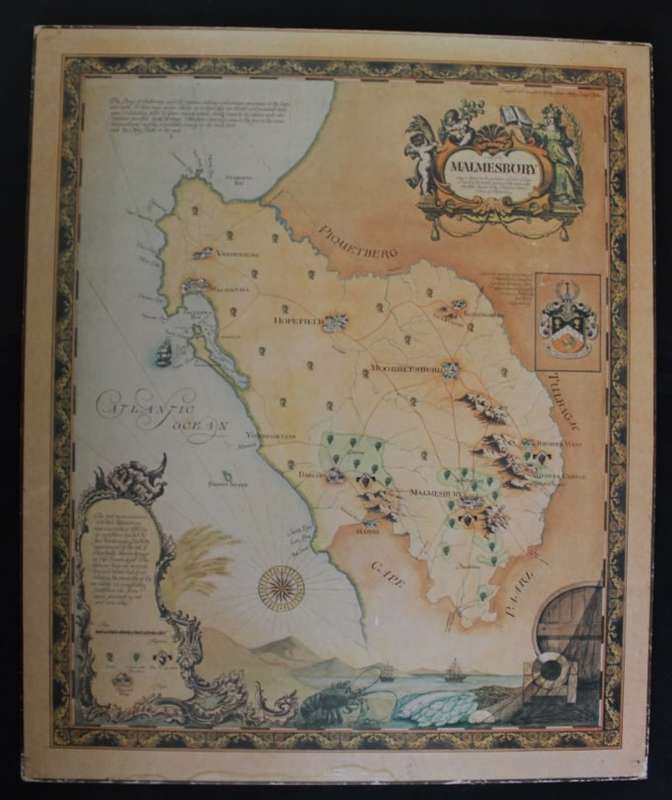 Cape Wine Lands Wine Farm Map - Malmesbury By Janice Ashby 1973 Blockmounted.