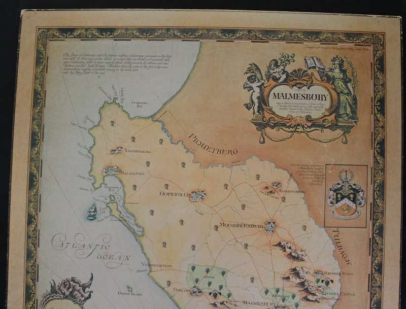 Cape Wine Lands Wine Farm Map - Malmesbury By Janice Ashby 1973 Blockmounted.