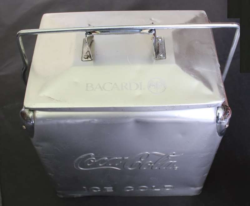 Coca-Cola and Bacardi Aluminium Ice Box with character.