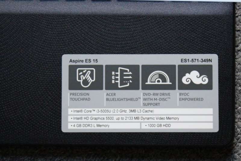 Acer Aspire ES1-571-349N Laptop Keyboard and Chassis Cover.