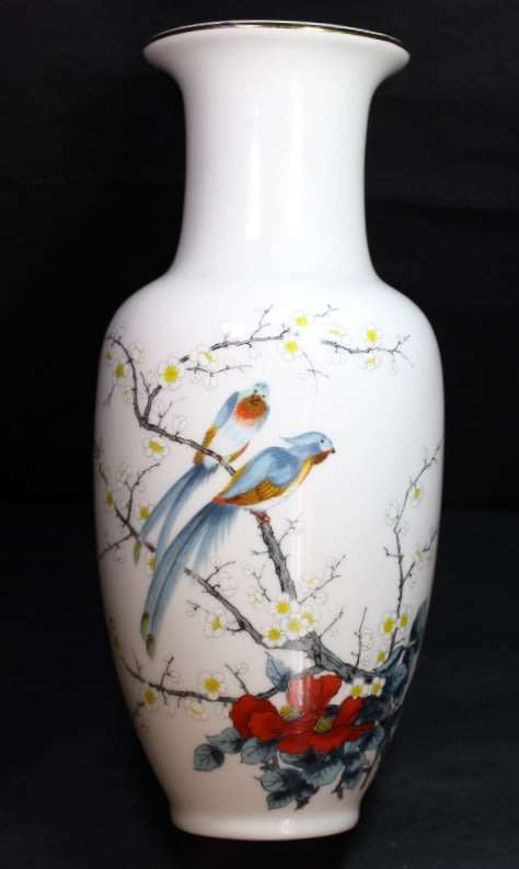 Fine China Vase from Japan Birds with Cherry Blossom by Jay