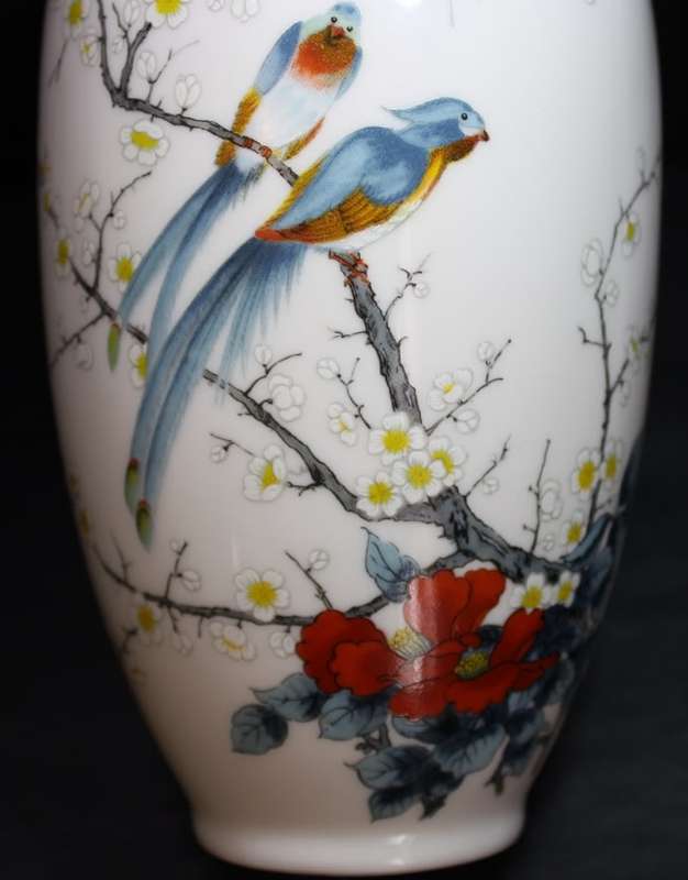 Fine China Vase from Japan Birds with Cherry Blossom by Jay