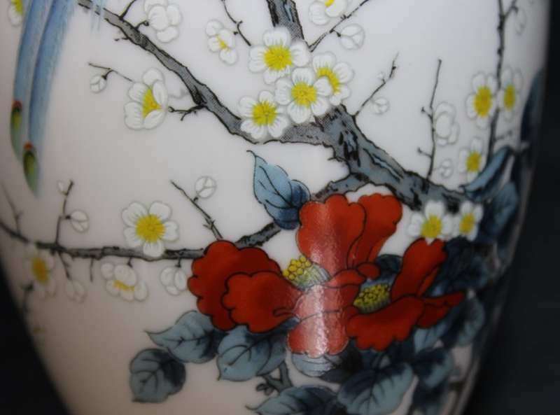 Fine China Vase from Japan Birds with Cherry Blossom by Jay