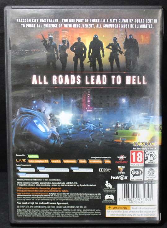 PC DVD Resident Evil Operation Raccoon City by Slant Six Games Capcom.