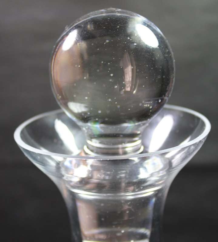 Tall Elegant Glass Decanter with Collar and Ball Shaped Stopper