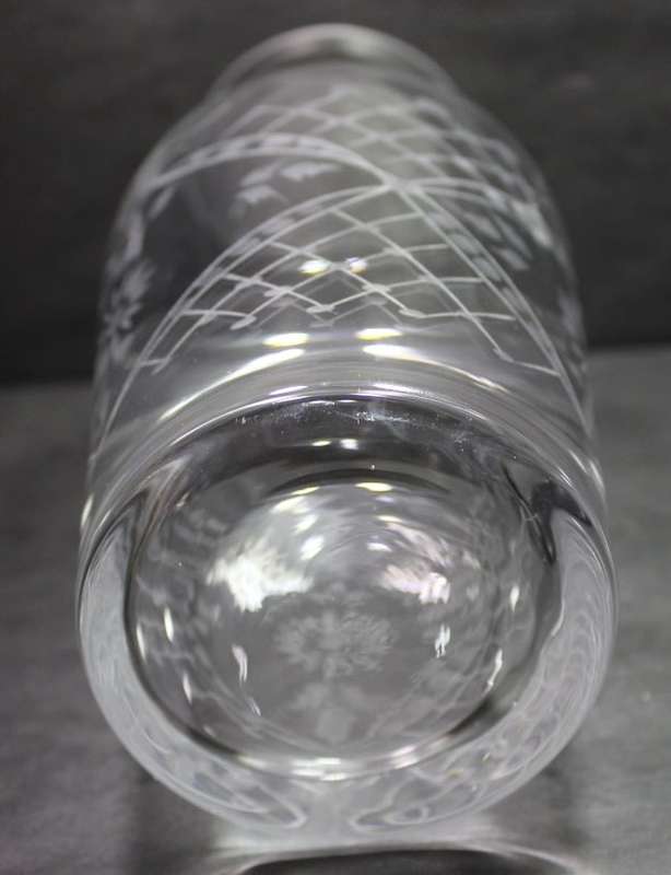 Tall Elegant Glass Decanter with Collar and Ball Shaped Stopper