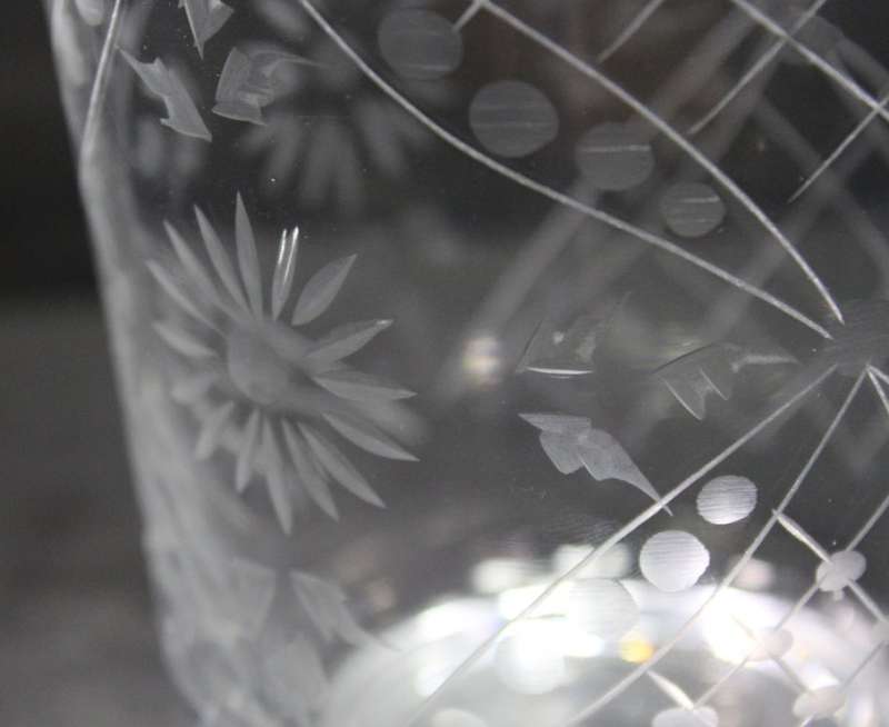 Tall Elegant Glass Decanter with Collar and Ball Shaped Stopper