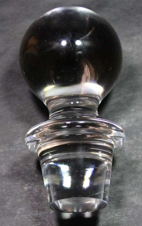 Tall Elegant Glass Decanter with Collar and Ball Shaped Stopper